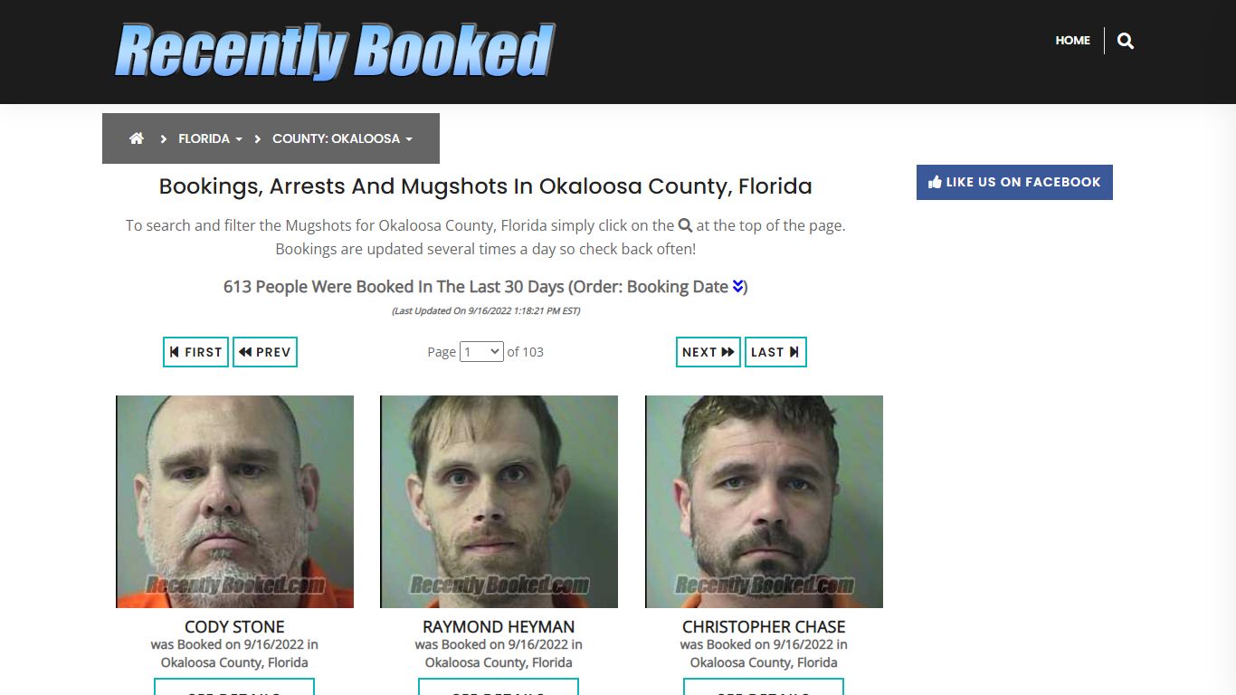 Bookings, Arrests and Mugshots in Okaloosa County, Florida